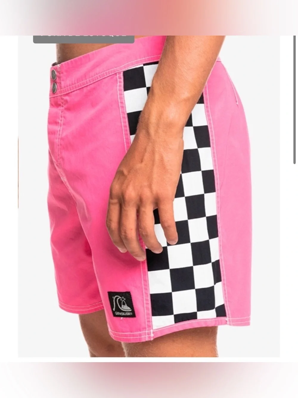 Quiksilver arch 18 Pink Shorts with Black & White Checker Panels 32